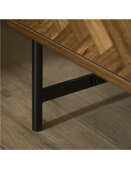 HOMCOM Herringbone Pattern Side Cabinet, Home Organizer with 2 Drawers, Hidden Handles, for Bedroom or Living Room, Walnut Brown - pic 71142 | FastDaddyshop