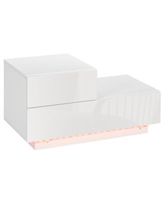 HOMCOM Bedside Cabinet with High Gloss Drawers, RGB LED Lighting, White 831-647V70WT