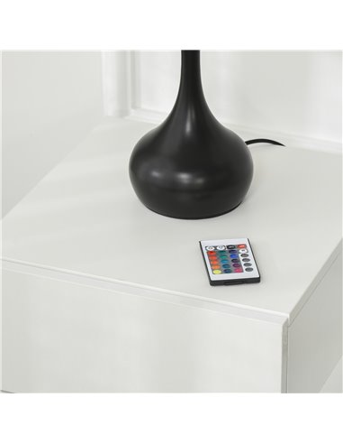 HOMCOM Contemporary Bedside Cabinet with High Gloss Drawers, Nightstand with RGB LED Lighting and Remote, for Bedroom or Living 