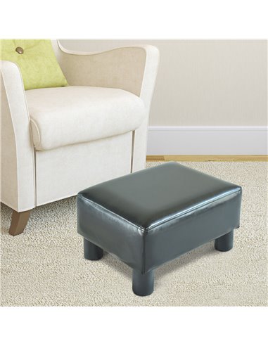 HOMCOM PU Leather Footstool Foot Rest Small Seat Foot Rest Chair Black Home Office with Legs 40 x 30 x 24cm 02-0239