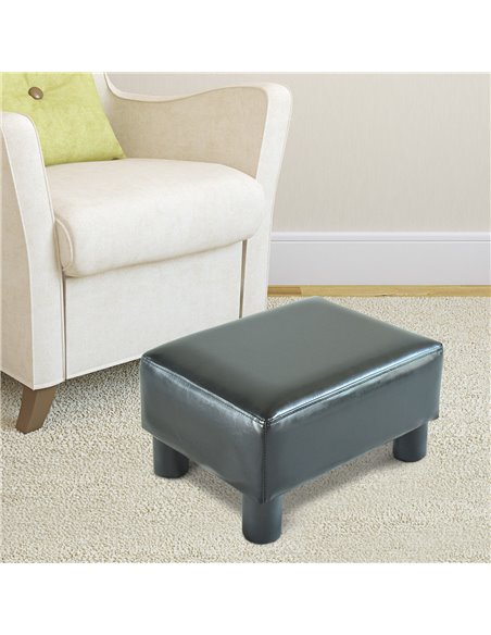 HOMCOM PU Leather Footstool Foot Rest Small Seat Foot Rest Chair Black Home Office with Legs 40 x 30 x 24cm 02-0239 - pic 71162 | FastDaddyshop
