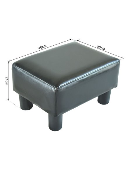 HOMCOM PU Leather Footstool Foot Rest Small Seat Foot Rest Chair Black Home Office with Legs 40 x 30 x 24cm 02-0239 - pic 71163 | FastDaddyshop