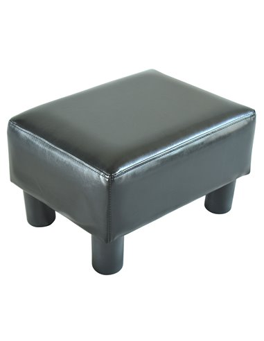HOMCOM PU Leather Footstool Foot Rest Small Seat Foot Rest Chair Black Home Office with Legs 40 x 30 x 24cm 02-0239