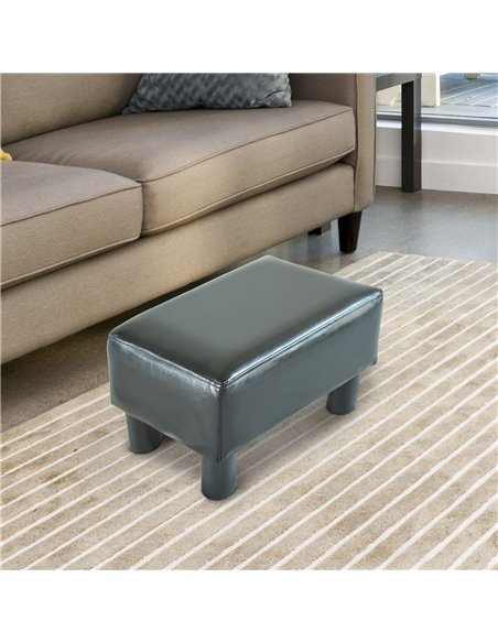HOMCOM PU Leather Footstool Foot Rest Small Seat Foot Rest Chair Black Home Office with Legs 40 x 30 x 24cm 02-0239 - pic 71169 | FastDaddyshop