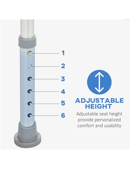 HOMCOM Portable Shower Chair, Adjustable Medical Stool, with Back and Armrest for Enhanced Mobility, White. 72-0007 - pic 71190 | FastDaddyshop
