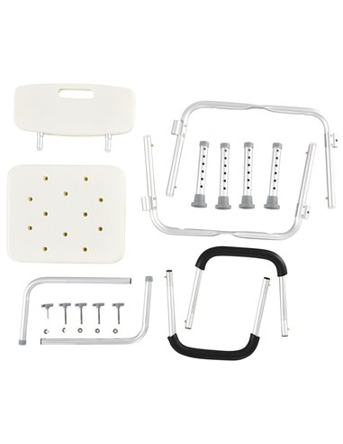 HOMCOM Portable Shower Chair, Adjustable Medical Stool, with Back and Armrest for Enhanced Mobility, White. 72-0007