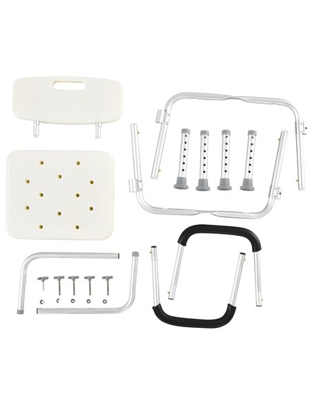 HOMCOM Portable Shower Chair, Adjustable Medical Stool, with Back and Armrest for Enhanced Mobility, White. 72-0007 - pic 71194 | FastDaddyshop