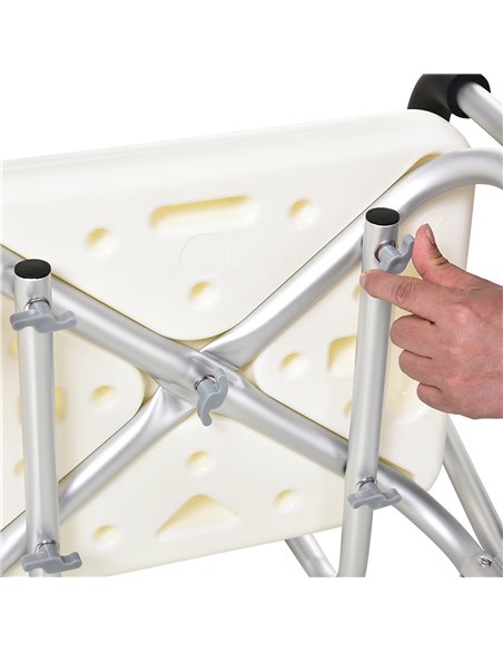HOMCOM Portable Shower Chair, Adjustable Medical Stool, with Back and Armrest for Enhanced Mobility, White. 72-0007 - pic 71195 | FastDaddyshop