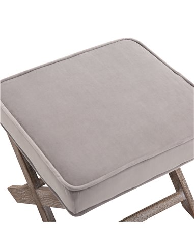 HOMCOM Padded Footstool with Velvet Cover and X Leg Chair, Shabby Chic Footrest, Solid Rubber Wood, 49.5 x 45 x 41 cm, Grey 833-