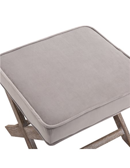 HOMCOM Padded Footstool with Velvet Cover and X Leg Chair, Shabby Chic Footrest, Solid Rubber Wood, 49.5 x 45 x 41 cm, Grey 833- - pic 71209 | FastDaddyshop