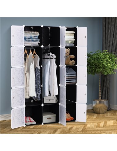 HOMCOM Cube DIY Wardrobe Portable Interlocking Plastic Modular Closet Bedroom Clothes Organiser Storage Cabinet
