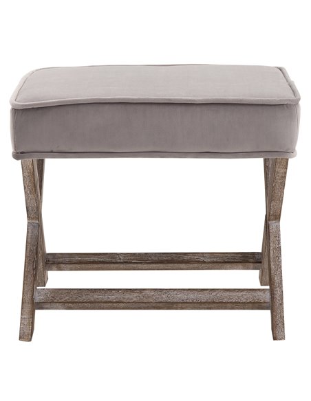 HOMCOM Padded Footstool with Velvet Cover and X Leg Chair, Shabby Chic Footrest, Solid Rubber Wood, 49.5 x 45 x 41 cm, Grey 833- - pic 71210 | FastDaddyshop