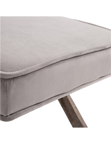 HOMCOM Padded Footstool with Velvet Cover and X Leg Chair, Shabby Chic Footrest, Solid Rubber Wood, 49.5 x 45 x 41 cm, Grey 833-