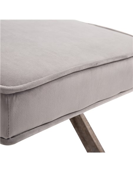 HOMCOM Padded Footstool with Velvet Cover and X Leg Chair, Shabby Chic Footrest, Solid Rubber Wood, 49.5 x 45 x 41 cm, Grey 833- - pic 71211 | FastDaddyshop