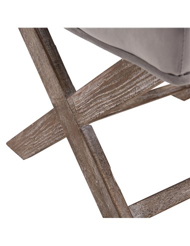 HOMCOM Padded Footstool with Velvet Cover and X Leg Chair, Shabby Chic Footrest, Solid Rubber Wood, 49.5 x 45 x 41 cm, Grey 833-