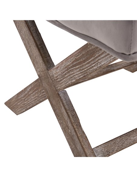 HOMCOM Padded Footstool with Velvet Cover and X Leg Chair, Shabby Chic Footrest, Solid Rubber Wood, 49.5 x 45 x 41 cm, Grey 833- - pic 71212 | FastDaddyshop