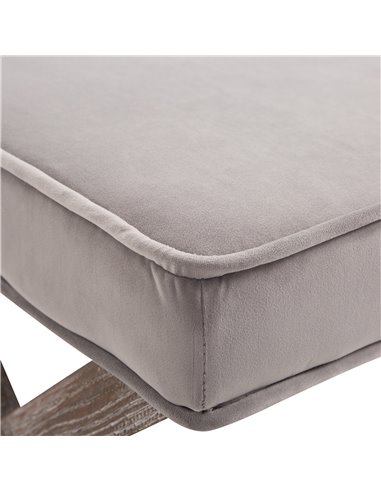 HOMCOM Padded Footstool with Velvet Cover and X Leg Chair, Shabby Chic Footrest, Solid Rubber Wood, 49.5 x 45 x 41 cm, Grey 833-
