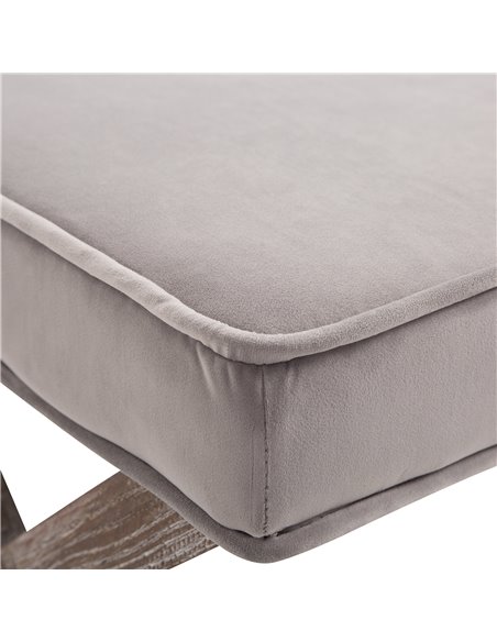 HOMCOM Padded Footstool with Velvet Cover and X Leg Chair, Shabby Chic Footrest, Solid Rubber Wood, 49.5 x 45 x 41 cm, Grey 833- - pic 71213 | FastDaddyshop