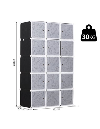 HOMCOM Cube DIY Wardrobe Portable Interlocking Plastic Modular Closet Bedroom Clothes Organiser Storage Cabinet