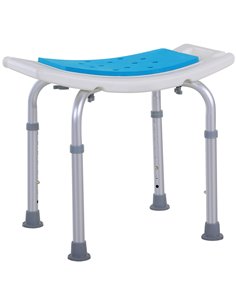 HOMCOM 6-Level Height Adjustable Aluminium Bath Room Stool Chair, Blue 713-052