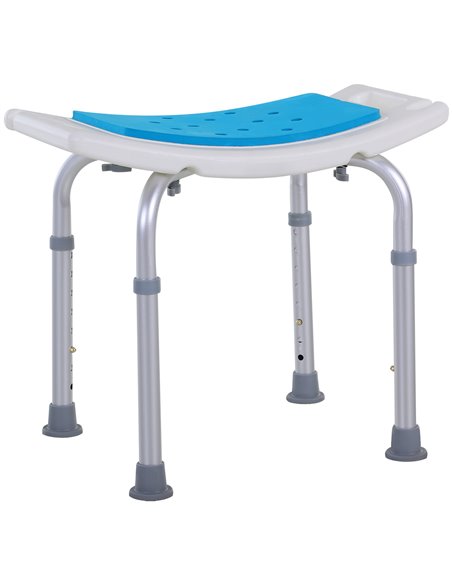 HOMCOM 6-Level Height Adjustable Aluminium Bath Room Stool Chair, Blue 713-052 - pic 71224 | FastDaddyshop