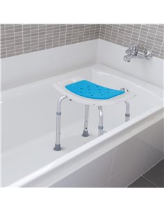 HOMCOM 6-Level Height Adjustable Aluminium Bath Room Stool Chair, Blue 713-052 2