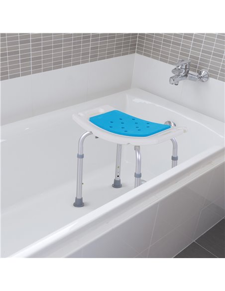 HOMCOM 6-Level Height Adjustable Aluminium Bath Room Stool Chair Shower Non-Slip Design w/ Padded Seat Drainiage Holes Foot Pad  - pic 71225 | FastDaddyshop