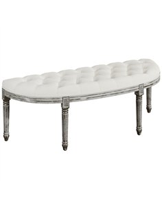 HOMCOM Ottoman Footstool, Half-Circle End Bench, Cream White 831-228V02