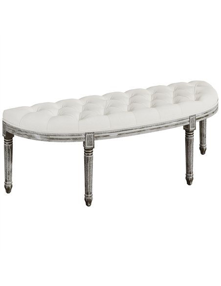 HOMCOM Ottoman Footstool, Half-Circle End Bench, Cream White 831-228V02 - pic 71233 | FastDaddyshop
