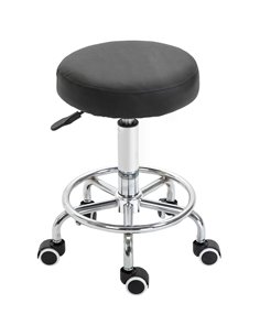 HOMCOM PU Leather Height Adjustable Swivel Salon Stool Black 700-093V70