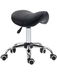 HOMCOM Cosmetic Stool 360° Rotate Height Adjustable Salon Chair, Black 700-138V70