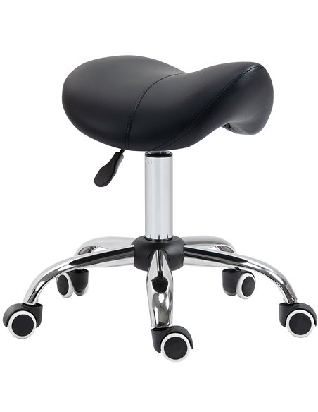 HOMCOM Cosmetic Stool 360° Rotate Height Adjustable Salon Chair, Black 700-138V70 - pic 71251 | FastDaddyshop