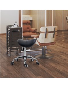 HOMCOM Cosmetic Stool 360° Rotate Height Adjustable Salon Chair, Black 700-138V70 2