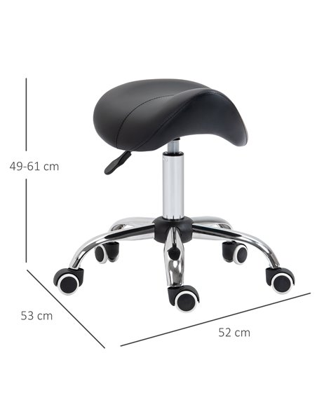 HOMCOM Cosmetic Stool 360° Rotate Height Adjustable Salon Massage Spa Chair Hydraulic Rolling Faux Leather Saddle Stool Mobility - pic 71253 | FastDaddyshop