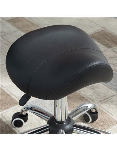 HOMCOM Cosmetic Stool 360° Rotate Height Adjustable Salon Massage Spa Chair Hydraulic Rolling Faux Leather Saddle Stool Mobility