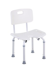 HOMCOM 8-Level Height Adjustable Bath Stool Spa Shower Chair Aluminum w/ Non-Slip Feet and Handle, Load Capacity 136kg 713-046