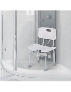 HOMCOM 8-Level Height Adjustable Bath Stool Spa Shower Chair Aluminum w/ Non-Slip Feet and Handle, Load Capacity 136kg 713-046 2
