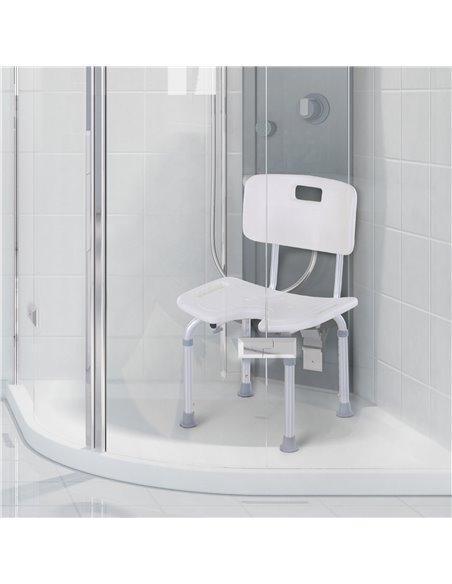 HOMCOM 8-Level Height Adjustable Bath Stool Spa Shower Chair Aluminum w/ Non-Slip Feet and Handle, Load Capacity 136kg 713-046 - pic 71270 | FastDaddyshop