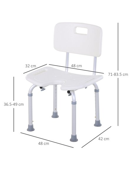 HOMCOM 8-Level Height Adjustable Bath Stool Spa Shower Chair Aluminum w/ Non-Slip Feet and Handle, Load Capacity 136kg 713-046 - pic 71271 | FastDaddyshop