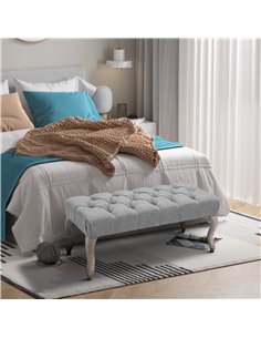 HOMCOM Tufted Upholstered Accent Bench Window Seat Bed End Stool Fabric Ottoman for Living Room, Bedroom, Hallway 838-065 2