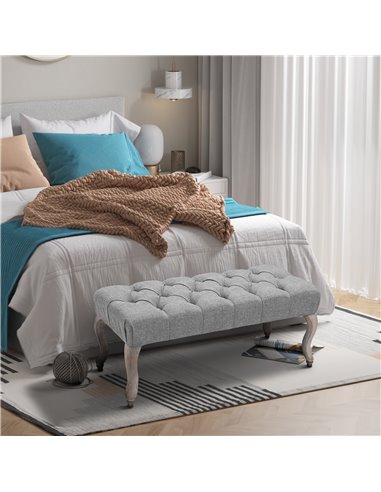 HOMCOM Tufted Upholstered Accent Bench Window Seat Bed End Stool Fabric Ottoman for Living Room, Bedroom, Hallway 838-065
