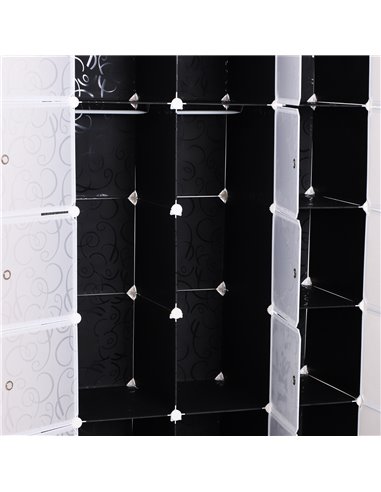 HOMCOM Cube DIY Wardrobe Portable Interlocking Plastic Modular Closet Bedroom Clothes Organiser Storage Cabinet