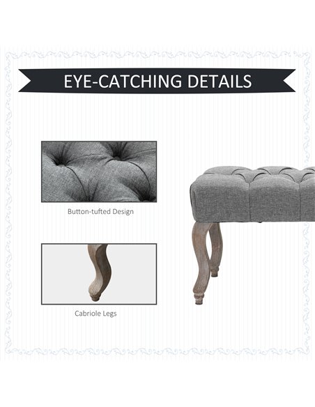 HOMCOM Tufted Upholstered Accent Bench Window Seat Bed End Stool Fabric Ottoman for Living Room, Bedroom, Hallway 838-065 - pic 71281 | FastDaddyshop