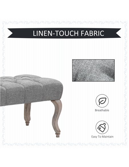 HOMCOM Tufted Upholstered Accent Bench Window Seat Bed End Stool Fabric Ottoman for Living Room, Bedroom, Hallway 838-065 - pic 71282 | FastDaddyshop