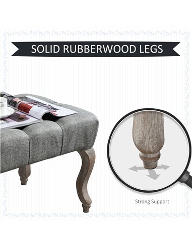 HOMCOM Tufted Upholstered Accent Bench Window Seat Bed End Stool Fabric Ottoman for Living Room, Bedroom, Hallway 838-065