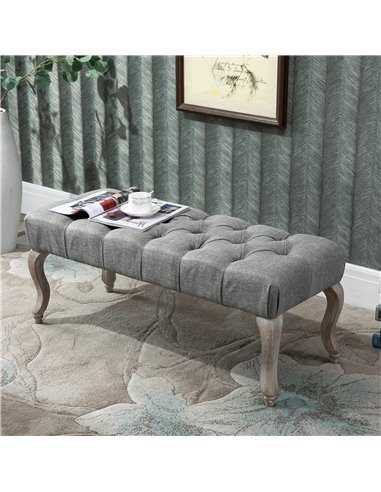 HOMCOM Tufted Upholstered Accent Bench Window Seat Bed End Stool Fabric Ottoman for Living Room, Bedroom, Hallway 838-065