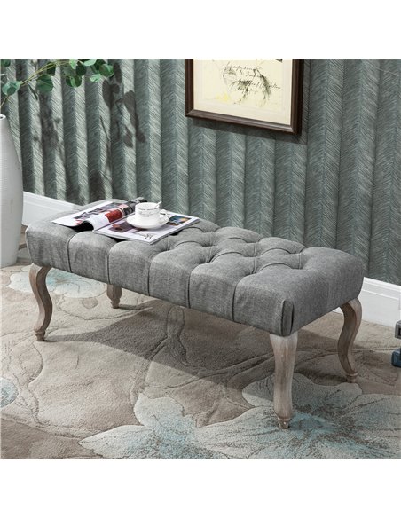 HOMCOM Tufted Upholstered Accent Bench Window Seat Bed End Stool Fabric Ottoman for Living Room, Bedroom, Hallway 838-065 - pic 71284 | FastDaddyshop