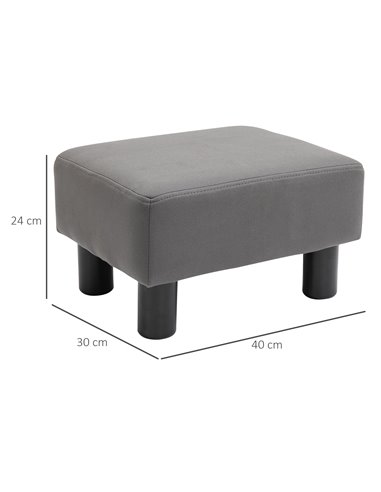 HOMCOM Compact Footstool, Small Foot Rest Chair with Legs for Home Office, 40 x 30 x 24cm, Grey 838-069
