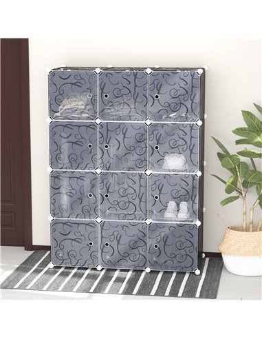 HOMCOM DIY Wardrobe Portable Interlocking Plastic Modular Closet Bedroom Clothes Storage Cabinet Cube Organiser