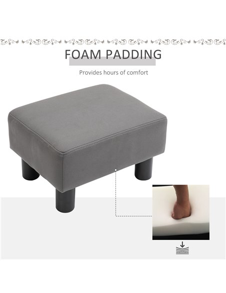 HOMCOM Compact Footstool, Small Foot Rest Chair with Legs for Home Office, 40 x 30 x 24cm, Grey 838-069 - pic 71290 | FastDaddyshop